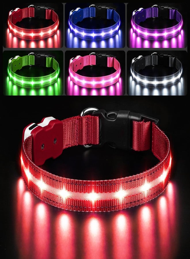PcEoTllar Light Up Dog Collars, Led Dog Collar, Rechargeable, Night Walking, Waterproof, Glow in The Dark Dog Collars Light for Large Small Medium Dogs, Red l - Image 1